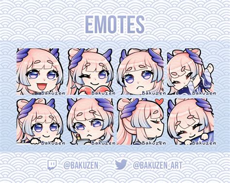 Kokomi Genshin Impact Emote Pack For Twitch Discord Youtube Etsy