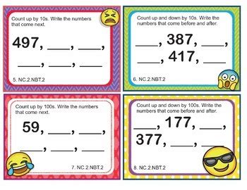 North Carolina Math Nc Nbt Nd Grade Task Cards Skip Counting To