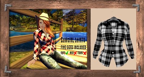 Second Life Marketplace Cowgirl Shirt Black Mesh Evenflow