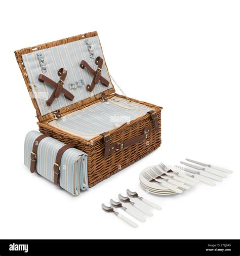 Wicker Picnic Basket Set Large Willow Hamper With Insulated Cooler