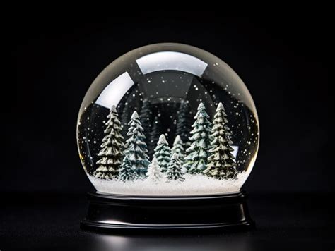 A Snow Globe With Trees Inside Premium AI Generated Image