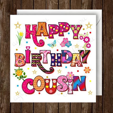 Happy Birthday Cousin For Female Greeting Card Inside Blank Etsy UK