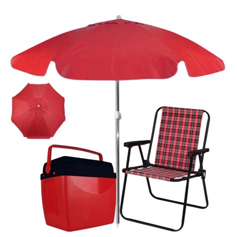 Mandiali E Shop Kit Vermelho Preto Guarda Sol M Cooler