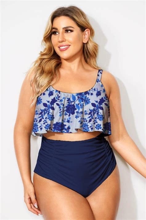 Porcelain Style Printed Scoop Neck Bikini Top Meet Curve Meet Curve