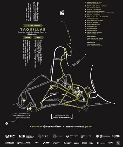 Mapa Festival Internacional Cervantino 2022