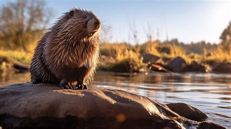 Premium AI Image | Closeup photo of a Muskrat looking in their habitat