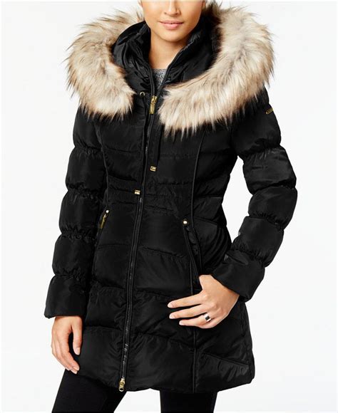 Laundry By Shelli Segal Faux Fur Trim Down Puffer Coat Down Puffer