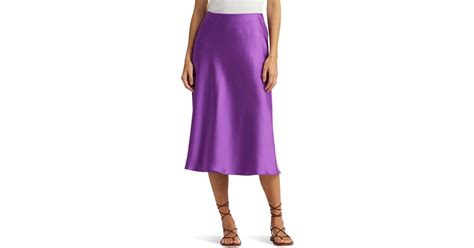 Lauren By Ralph Lauren Satin Charmeuse Midi Skirt In Purple Lyst