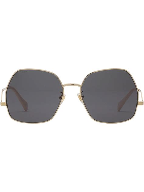 Gucci Eyewear Oversized Geometric Frame Sunglasses Farfetch