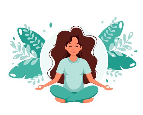 Woman Meditating On Leaves Background Healthy Lifestyle Yoga