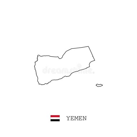 Yemen Vector Map Outline Line Linear Yemen Black Map On White