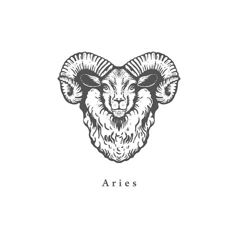 Premium Vector Aries Zodiac Symbol Hand Drawn