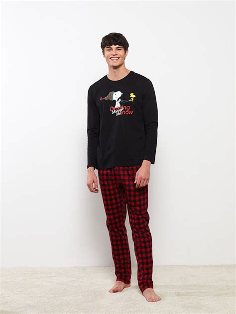 Standard Pattern Snoopy Printed Men S Pajamas Set W Fu Z Ltq