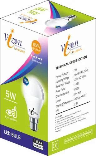 Vizon Polycarbonate 5 Watt Cool White LED Bulb At Rs 51 Piece In