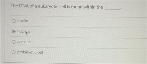 Solved The DNA of a eukaryotic cell is found within | Chegg.com