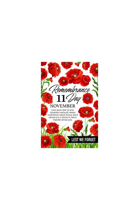 11 November Poppy Remembrance Day Vector Card 13210452 Vector Art At