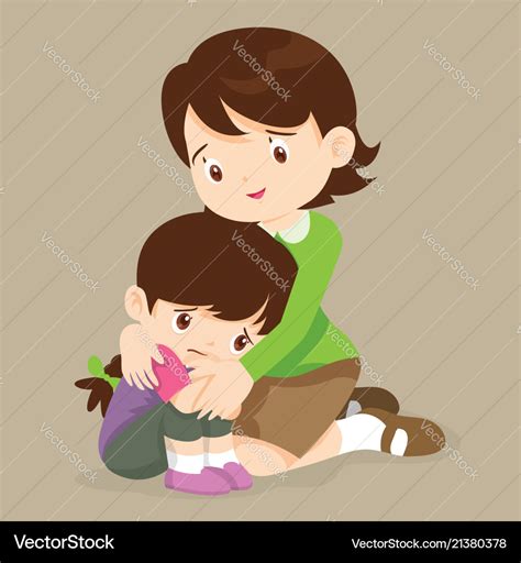 Teacher Hugs Comfort Girl Royalty Free Vector Image