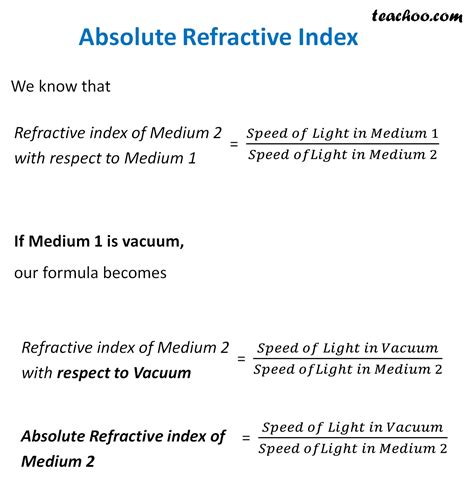 Refractive Index Definition Rarer And Denser Medium Teachoo