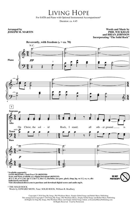 Phil Wickham Living Hope Arr Joseph M Martin Sheet Music Notes