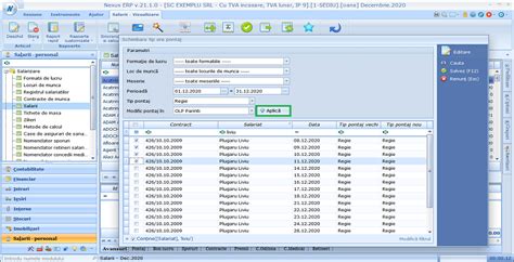 Nexus Salarii Asistent Schimbare Tip Ore Pontaj N Modulul Salarii