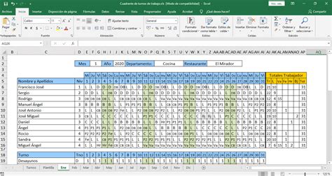 Plantilla De Horarios Del Personal Plantilla Excel Gratis