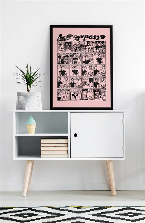 Poppers Queer Zine Pink Poster Gay Funny Cartoon Unframed Bathroom Wall Art S Lgbtqi Room