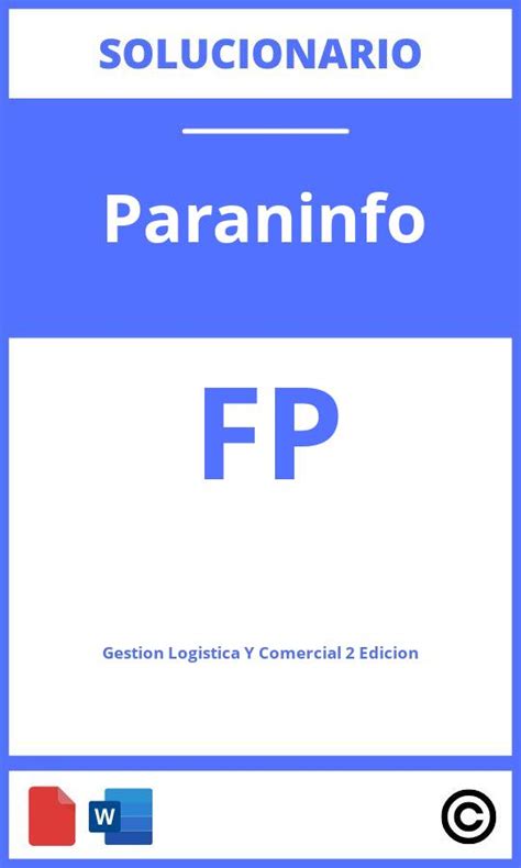 Solucionario Gestión Logística Y Comercial Paraninfo 2 Edición PDF