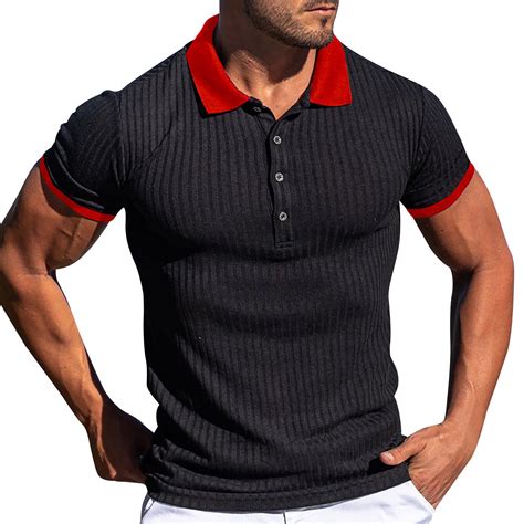 Gvdentm Mens Golf Polo Mens Short Sleeve Polo Shirts Casual Slim Fit Zipper Plaid Polo T Shirts