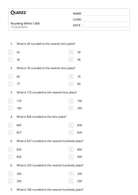 50 Subtraction Within 5 Worksheets For 4th Class On Quizizz Free And Printable