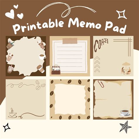 Printable Coffee Memo Pad Office Memo Sheet To Do List Mini Memo Pad