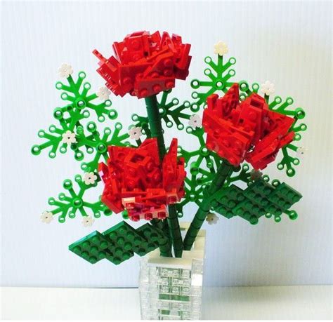 Custom LEGO Bouquet Of Red Roses And Baby S Breath Etsy Mariage