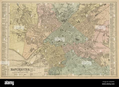 MANCHESTER Salford Old Trafford Hulme town city plan GW BACON 1885 map Stock Photo - Alamy