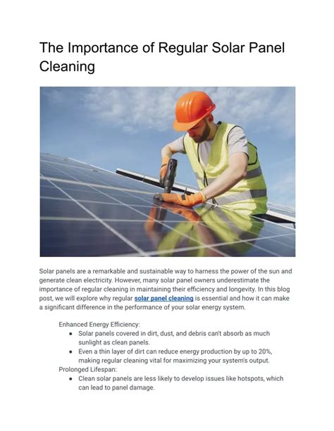 Ppt The Importance Of Regular Solar Panel Cleaning Powerpoint