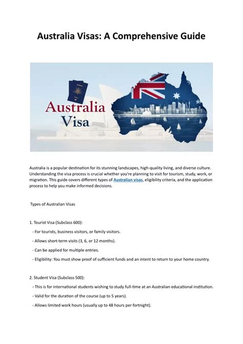 Ppt Australia Visas A Comprehensive Guide Powerpoint Presentation