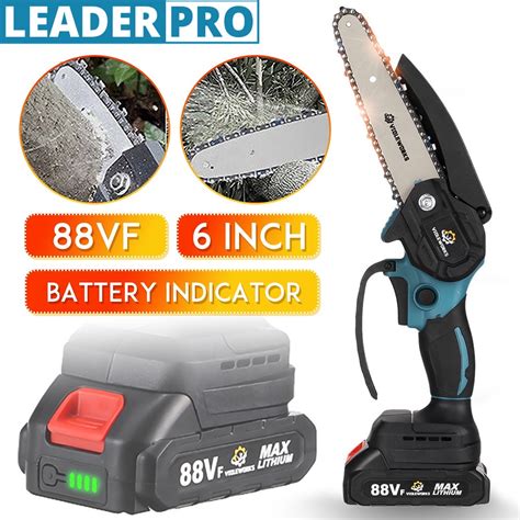 6 Inch 88v 3500w Mini Electric Chain Saw With Battery Indicator Rechargeable Garden Pruning Saw