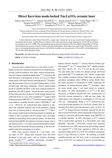 Direct Kerr Lens Mode Locked Tm Luyo Ceramic Laser Request Pdf