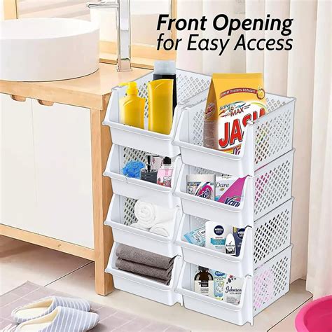 Skywin Plastic Stackable Storage Bins For Pantry Stackable