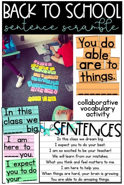 Back To School Sentence Scramble Collaborative Vocabulary