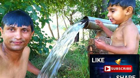 Bath In Village Cool Water Tubewell Amazing Tubewell Bathing Village Vlog Youtube