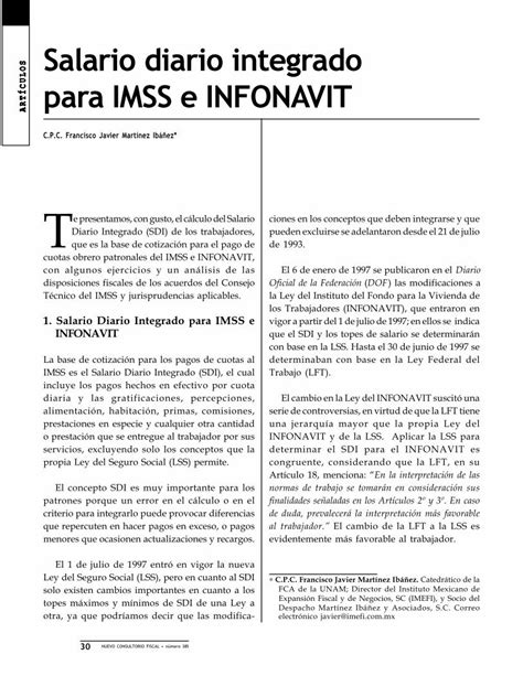 PDF Salario Diario Integrado Imss E Infonavit DOKUMEN TIPS