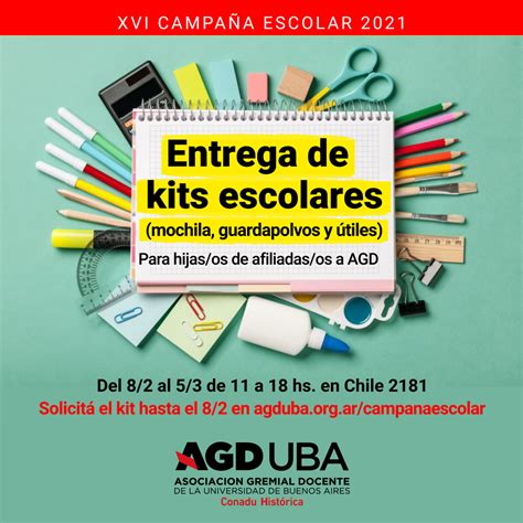 Entrega de kits escolares 2021 mochila guardapolvos y útiles AGDUBA