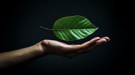 Premium Photo Human Hand Holding Green Leaf Symbolizing Environmentalis