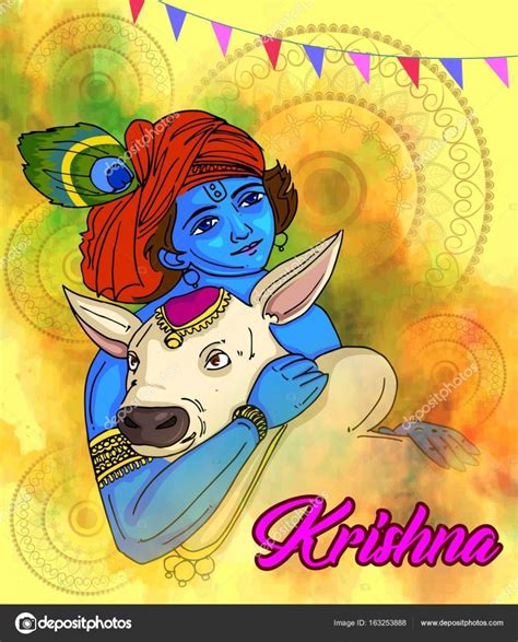 Illustration Du Seigneur Krishna Dans Happy Janmashtami Festival De L