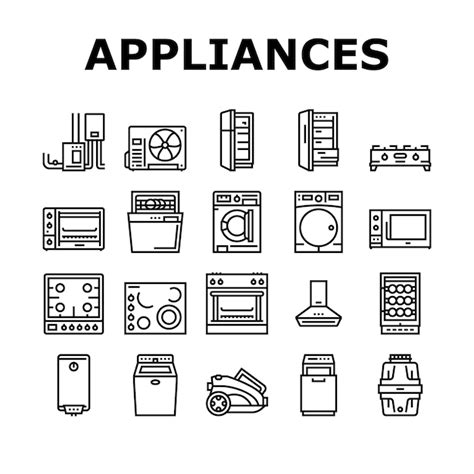 Premium Vector Appliances Domestic Equipment Icons Set Vector