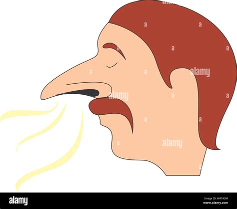 Man With Big Nose Smelling Illustration Vector On White Background