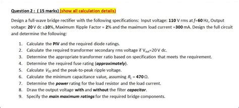 Solved Question 2 15 Marks Show All Calculation