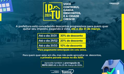 Prefeitura concede descontos de até 30 para o pagamento integral do