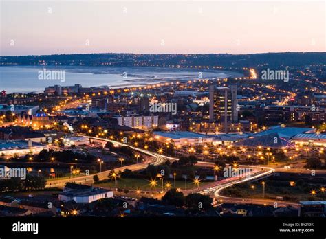 Swansea City Centre At Night Stock Photo Alamy