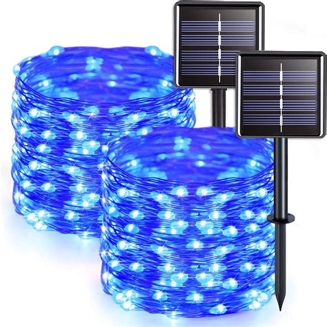 Jmexsuss Pack Blue Solar Christmas Lights Ft Led Solar String