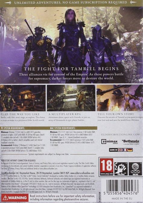 Bethesda The Elder Scrolls Online Tamriel Unlimited Pc Dvd Buy Best